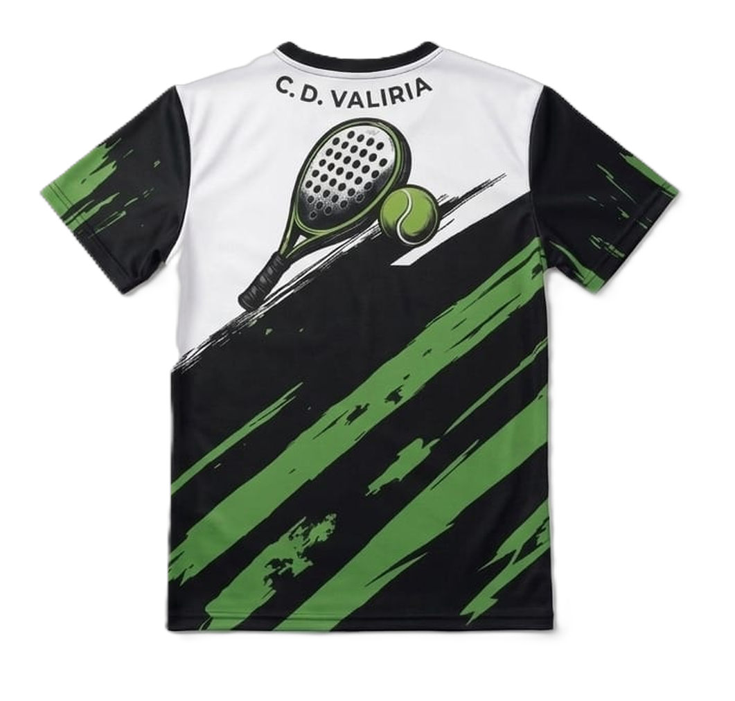 Camiseta técnica verde Valiria pádel (reverso)